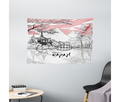 Pagoda Eaves Retro Wide Tapestry