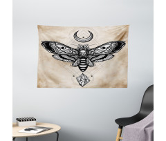 Hawk Moth Skull Magic Wide Tapestry