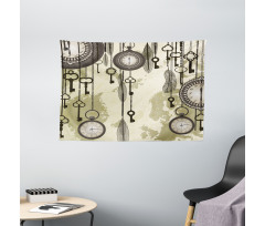 Green Old 20s Design Wide Tapestry