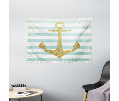 Marine Golden Anchor Wide Tapestry