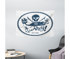 Nautical Pirate Skull Wide Tapestry