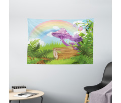 Wood Grass Fungus Art Wide Tapestry