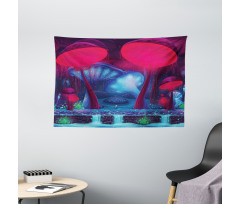 Mushrooms Vibrant Colors Wide Tapestry