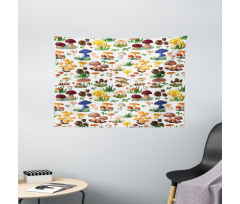 Mushrooms Wild Organic Wide Tapestry