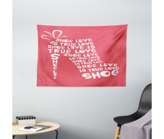 Woman Shoes Coral Words Wide Tapestry