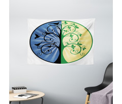 Ying Yang Tree Asian Wide Tapestry