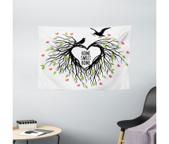 Romantic Bird Wide Tapestry
