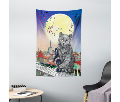 Musical Notes Cat Tapestry