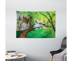 Cascade Trees Greenery Wide Tapestry