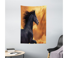 Galloping Friesian Horse Tapestry