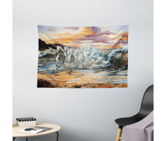 Retro Surreal Horses Wide Tapestry