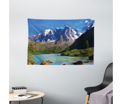 Mountain River Clouds Wide Tapestry