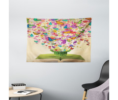 Colorful Moths in Book Wide Tapestry