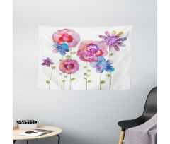Bohemian Pink Blossom Wide Tapestry