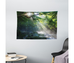 Jungle Sunlight Trees Wide Tapestry