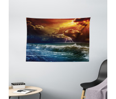 Ocean Wild Fire Waves Wide Tapestry