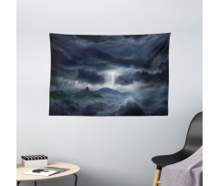 Stromy Sky over Mountains Wide Tapestry