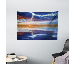 Thunder over Sea Storm Wide Tapestry