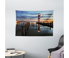 Lighthouse Calm Dusk Wide Tapestry