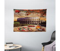 Colosseum Italy Pizza Autumn Wide Tapestry