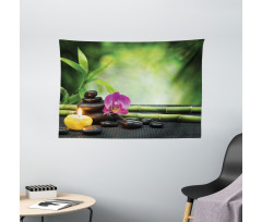 Orchid Bamboo Stems Wide Tapestry