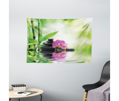 Orchids Rocks Water Wide Tapestry