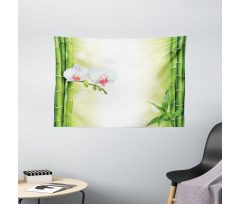 Orchids Bamboo Branches Wide Tapestry