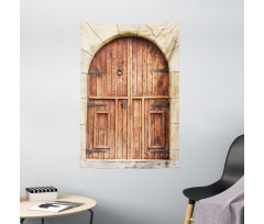 Oak Door Stone Facade Tapestry