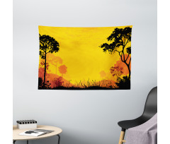 Woodland at Sunset Wide Tapestry