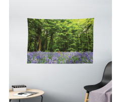 Bluebell Flowers Forest Wide Tapestry