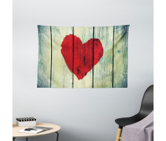 Heart Wooden Wall Wide Tapestry