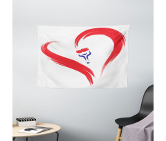 Brush Drawing Heart Sign Wide Tapestry