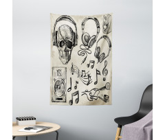 Music Hipster Skull Tapestry