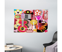 Music Instruments Wide Tapestry