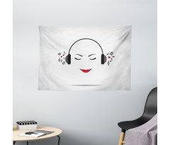 Lady Listening to Music Wide Tapestry