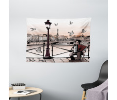 Music Accordionist Paris Wide Tapestry