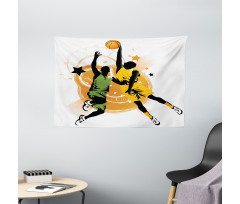 Basketball Players Art Wide Tapestry