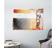 Basketball Doodle Art Wide Tapestry