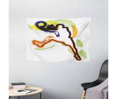 Man Playing Basketball Wide Tapestry