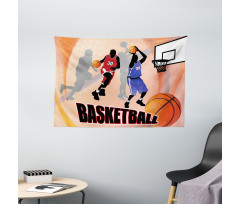Vintage Basketball Art Wide Tapestry