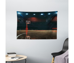 Empty Basketball Court Wide Tapestry