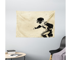 Rugby Player in Action Wide Tapestry