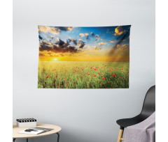 Sunset at Meadow Poppy Wide Tapestry
