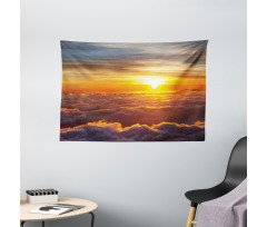 Sunset Scene on Clouds Wide Tapestry