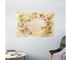 Leaves Roses Floral Wide Tapestry