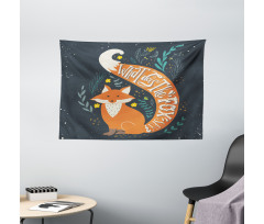 Cartoon Fox Funny Animal Wide Tapestry