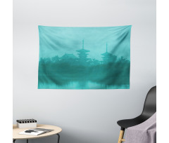 Building Above Sea Fog Wide Tapestry