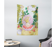 Cartoon Pearl on Shell Tapestry