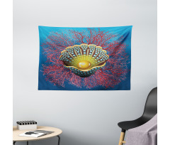 Coral Nautical Artwork Wide Tapestry