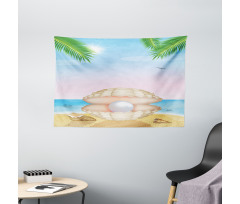 Shell on Sandy Beach Wide Tapestry